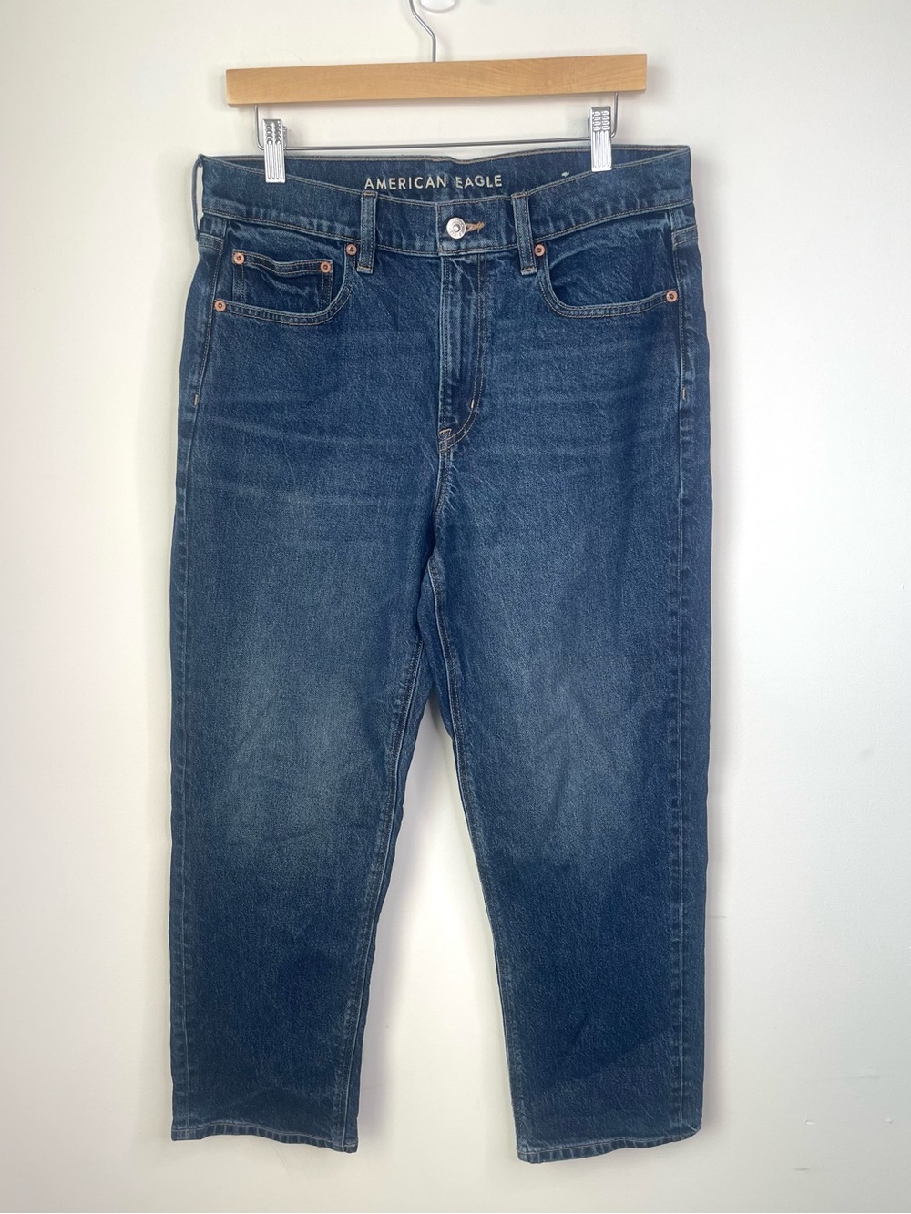 American Eagle Outfitters Women’s Straight Leg Jeans in Dark Blue Denim size 12
